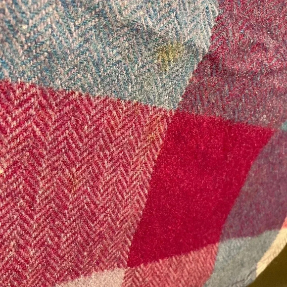 Vintage wool cape poncho  pink blue purple plaid - Picture 3 of 6